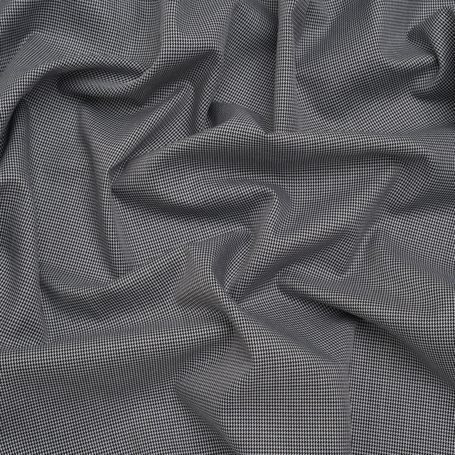 Cotton Twill Shirting - Black and White Tiny Houndstooth - Deadstock