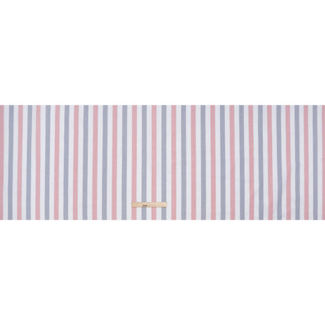 Cotton Oxford Shirting - Red, Midnight Blue and White Awning Stripes - Deadstock