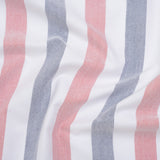 Cotton Oxford Shirting - Red, Midnight Blue and White Awning Stripes - Deadstock