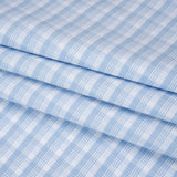 Cotton Oxford Shirting - Baby Blue and White Plaid - Deadstock