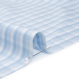Cotton Oxford Shirting - Baby Blue and White Plaid - Deadstock