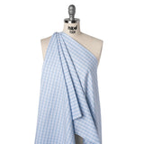 Cotton Oxford Shirting - Baby Blue and White Plaid - Deadstock