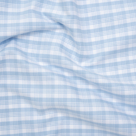 Cotton Oxford Shirting - Baby Blue and White Plaid - Deadstock