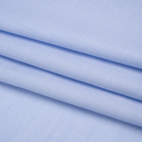 Cotton Twill Shirting - Light Blue and White Narrow Herringbone - Deadstock