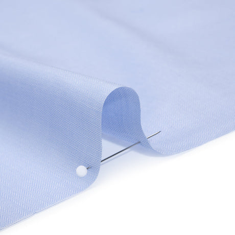 Cotton Twill Shirting - Light Blue and White Narrow Herringbone - Deadstock