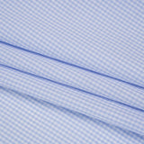 Cotton Gingham Shirting - Baby Blue and White Checks - Deadstock