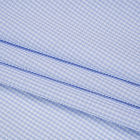 Cotton Gingham Shirting - Baby Blue and White Checks - Deadstock
