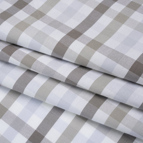 Cotton Oxford Shirting - Gray, Pale Blue and White Plaid - Deadstock
