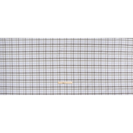 Cotton Oxford Shirting - Gray, Pale Blue and White Plaid - Deadstock