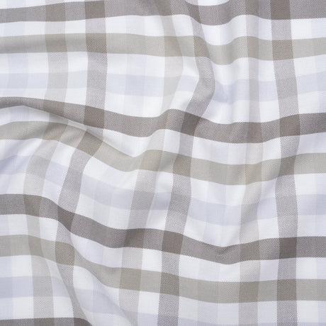 Cotton Oxford Shirting - Gray, Pale Blue and White Plaid - Deadstock