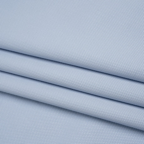 Cotton Dobby Shirting Made in England - Light Blue Tonal Checks - Designer Deadstock