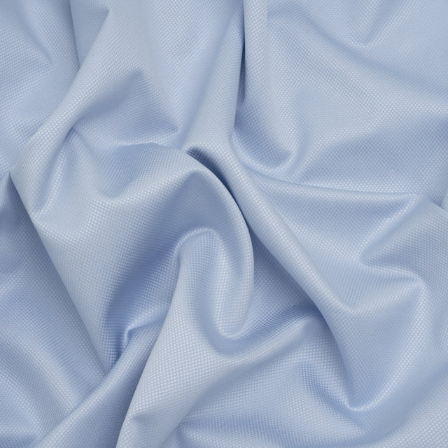 Cotton Dobby Shirting Made in England - Light Blue Tonal Checks - Designer Deadstock