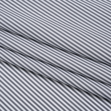 Cotton Twill Shirting - Gray and White Candy Stripes - Deadstock