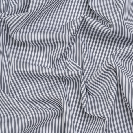 Cotton Twill Shirting - Gray and White Candy Stripes - Deadstock