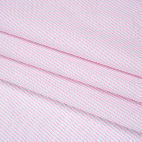 Cotton Twill Shirting - Light Pink, Pale Blue and White Shadow Pinstripes - Deadstock