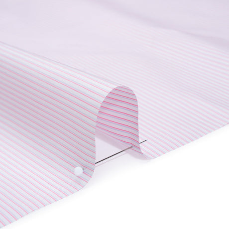 Cotton Twill Shirting - Light Pink, Pale Blue and White Shadow Pinstripes - Deadstock