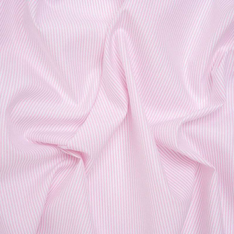 Cotton Twill Shirting - Light Pink, Pale Blue and White Shadow Pinstripes - Deadstock