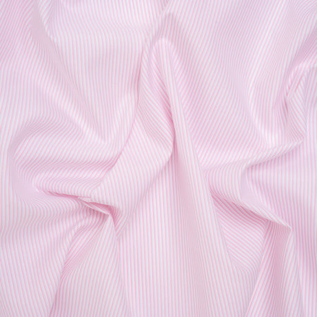 Cotton Twill Shirting - Light Pink, Pale Blue and White Shadow Pinstripes - Deadstock