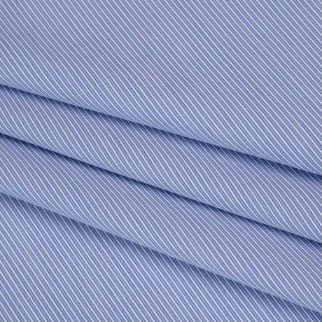 Cotton Shirting - Marine Blue and White Stripes - Deadstock