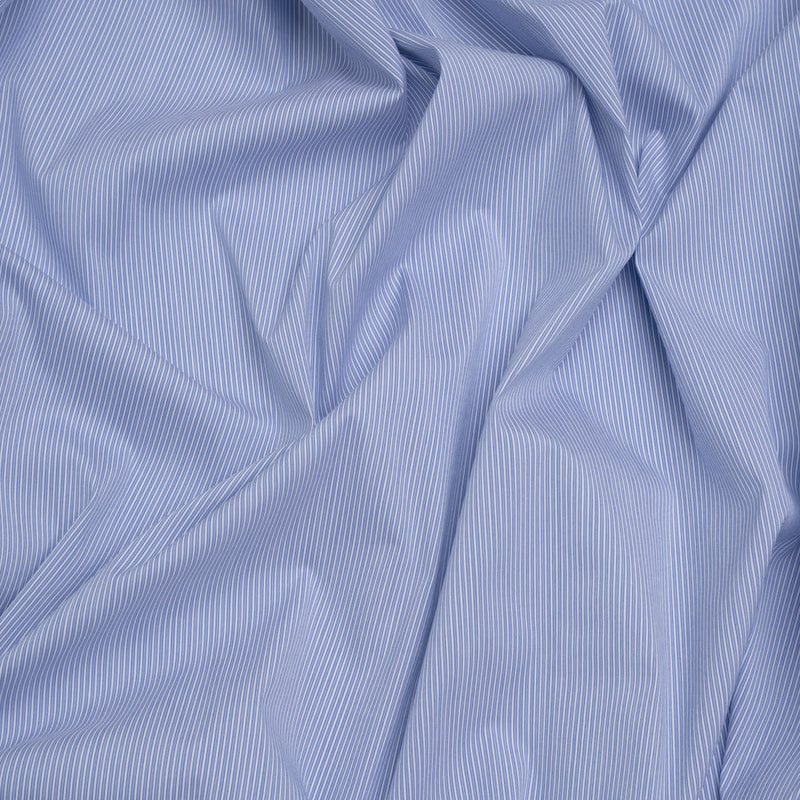 Cotton Shirting - Marine Blue and White Stripes - Deadstock