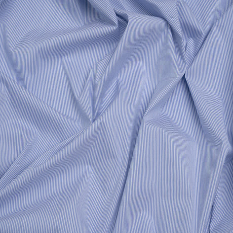 Cotton Shirting - Marine Blue and White Stripes - Deadstock
