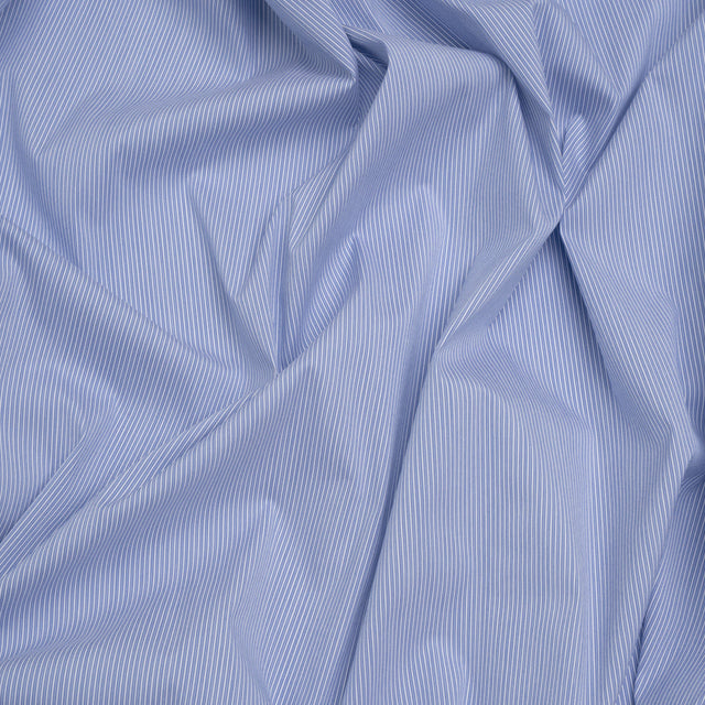 Cotton Shirting - Marine Blue and White Stripes - Deadstock