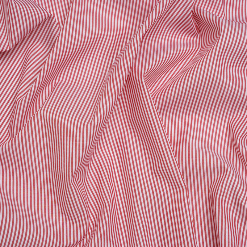 Cotton Poplin Shirting - Red and White Candy Stripes - Deadstock