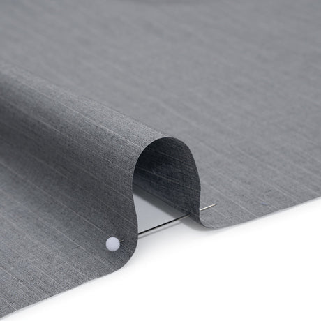 Cotton Shirting - Heathered Gray with Faint White Pinstripes - Deadstock