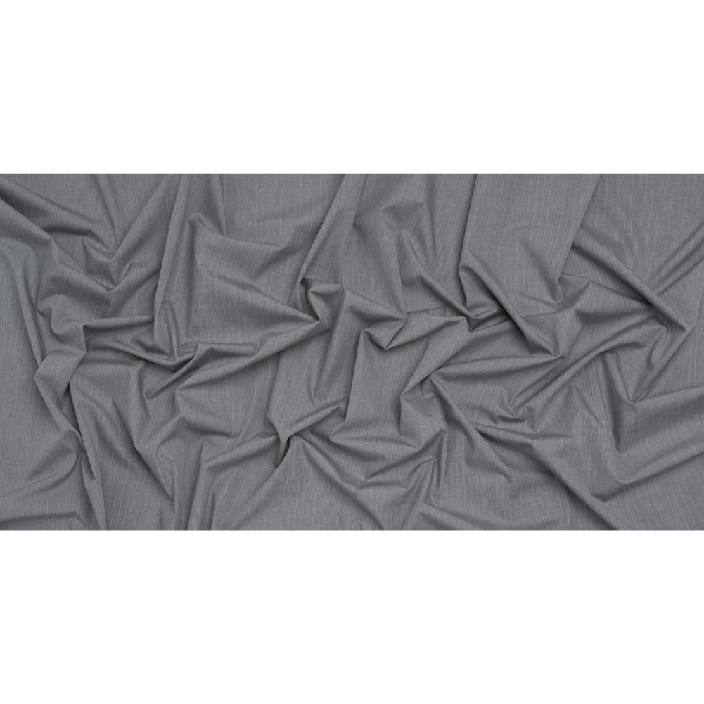Cotton Shirting - Heathered Gray with Faint White Pinstripes - Deadstock