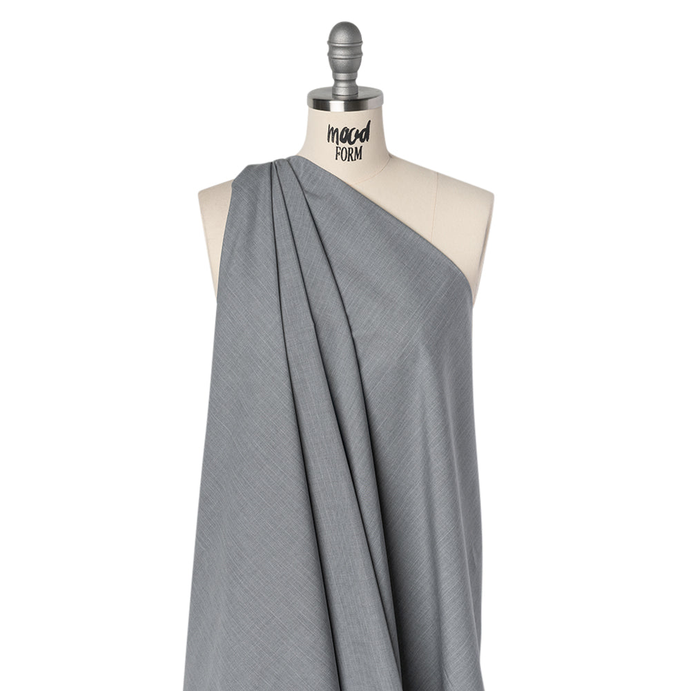 Cotton Shirting - Heathered Gray with Faint White Pinstripes - Deadstock