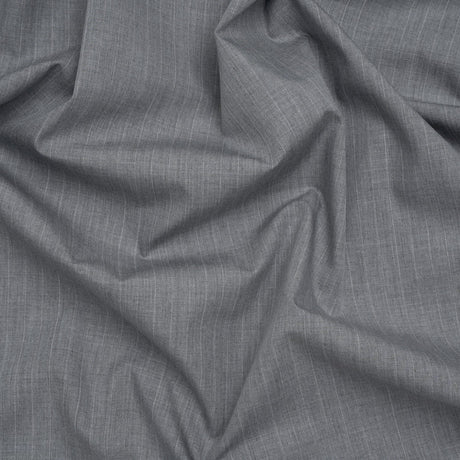 Cotton Shirting - Heathered Gray with Faint White Pinstripes - Deadstock