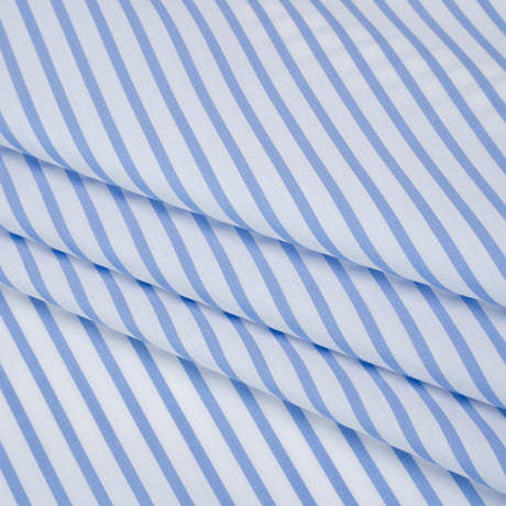 Cotton Shirting - Airy Blue and White Stripes - Designer Deadstock
