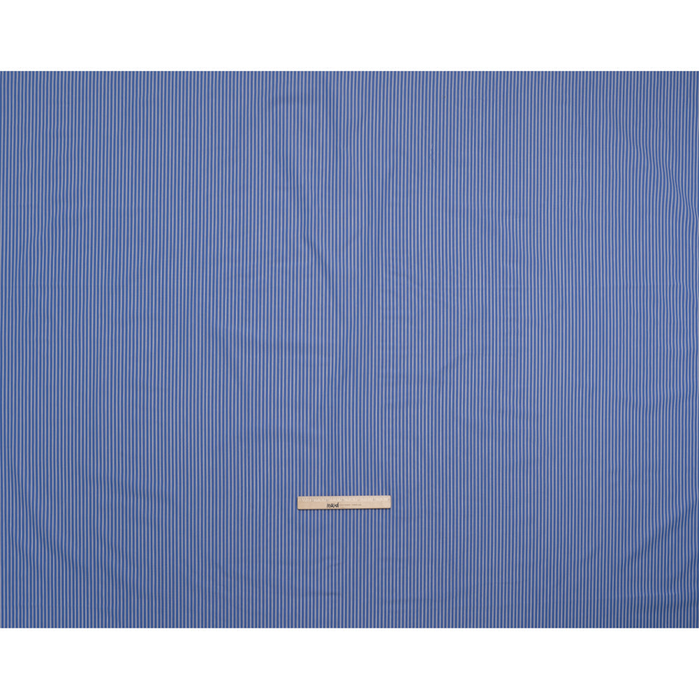 Cotton Poplin - Blue Jasper, Black and White Stripes - Deadstock