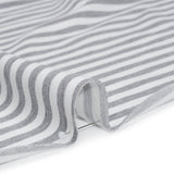 Stretch Cotton French Terry - Heathered Gray and White Stripes - Deadstock