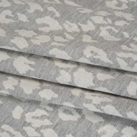 Cotton and Polyester Jacquard Knit French Terry - Heathered Gray and Ivory Leopard Spots - Deadstock