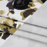 Stretch Cotton French Terry - Olive, Black and White Abstract Roses Print - Deadstock