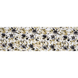 Stretch Cotton French Terry - Olive, Black and White Abstract Roses Print - Deadstock