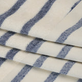 Plush Cotton Blend French Terry - Muted Blue and Off White Stripes - Deadstock