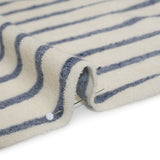 Plush Cotton Blend French Terry - Muted Blue and Off White Stripes - Deadstock