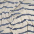 Plush Cotton Blend French Terry - Muted Blue and Off White Stripes - Deadstock
