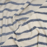 Plush Cotton Blend French Terry - Muted Blue and Off White Stripes - Deadstock