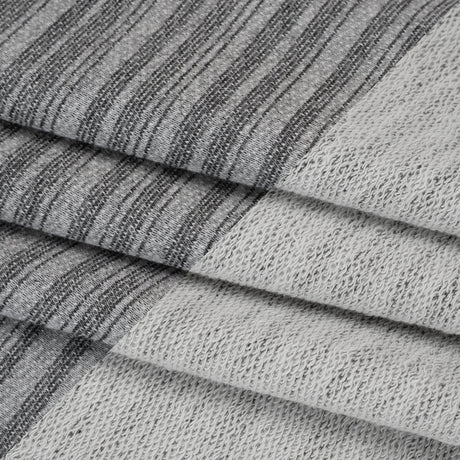 Cotton Blend French Terry - Heathered Light Gray and Charcoal Gradient Stripes - Deadstock