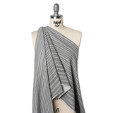 Cotton Blend French Terry - Heathered Light Gray and Charcoal Gradient Stripes - Deadstock