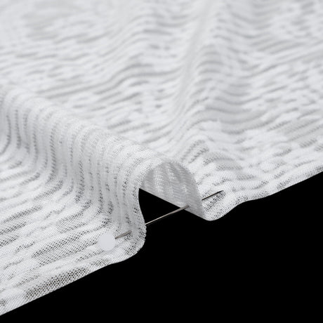 Polyester Burnout Jersey - White Floral Medallions and Stripes - Deadstock