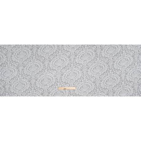 Polyester Burnout Jersey - White Floral Medallions and Stripes - Deadstock