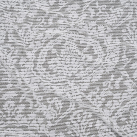Polyester Burnout Jersey - White Floral Medallions and Stripes - Deadstock