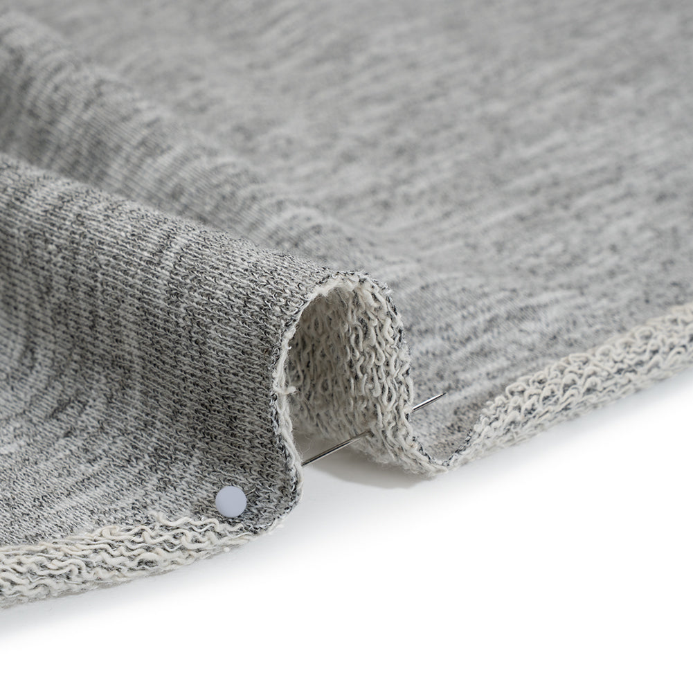 Cotton and Polyester French Terry - Heathered Gray - Deadstock