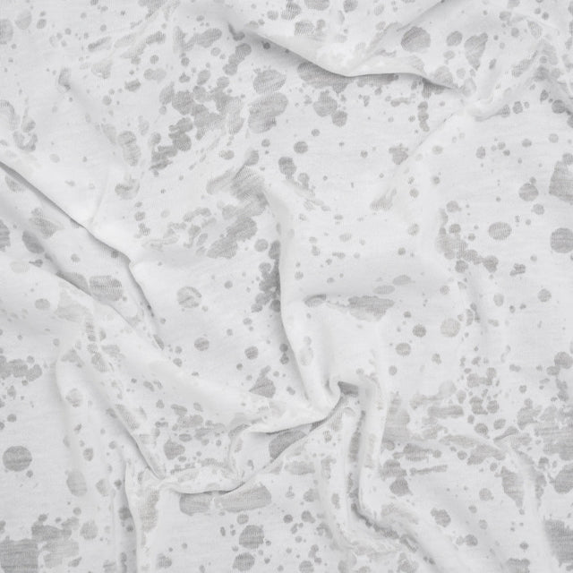 Polyester and Cotton Burnout Jersey - White Splatter Spots - Deadstock