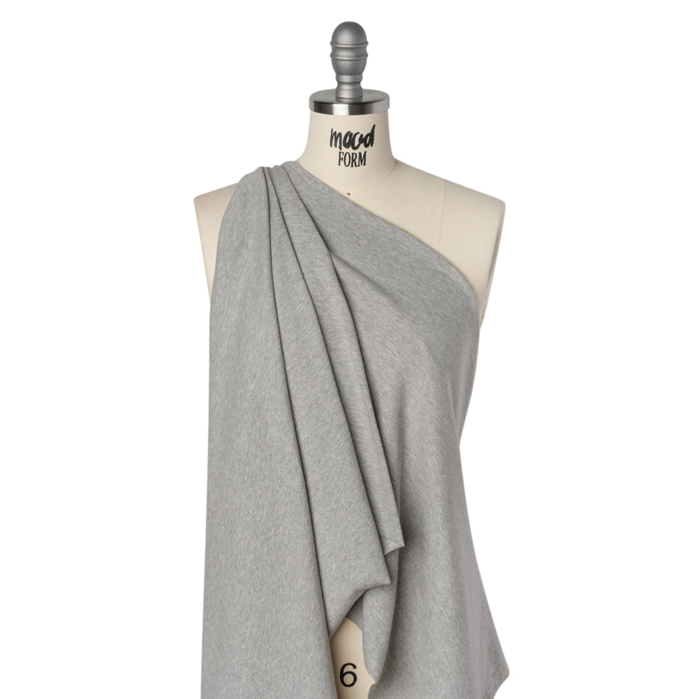 Rayon and Polyester 1x1 Rib Knit - Heathered Gray - Deadstock