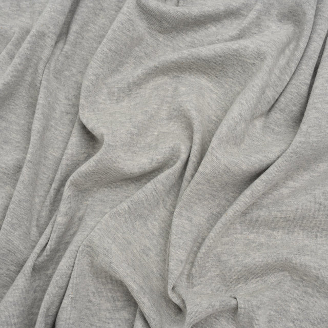 Rayon and Polyester 1x1 Rib Knit - Heathered Gray - Deadstock